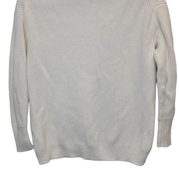 J. Crew Womens Cotton-Blend Ribbed Turtleneck Cream Relaxed Fit Sweater XS - Picture 8 of 14